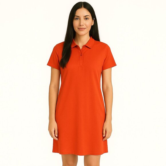 Adidas Orange Polo Dress Short Sleeve Size S Sporty Minimal Tennis Dress - Picture 1 of 14